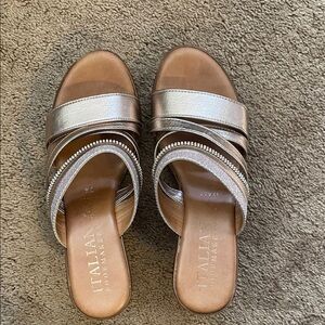 Italian Shoemakers Metallic and Tan Sandals
